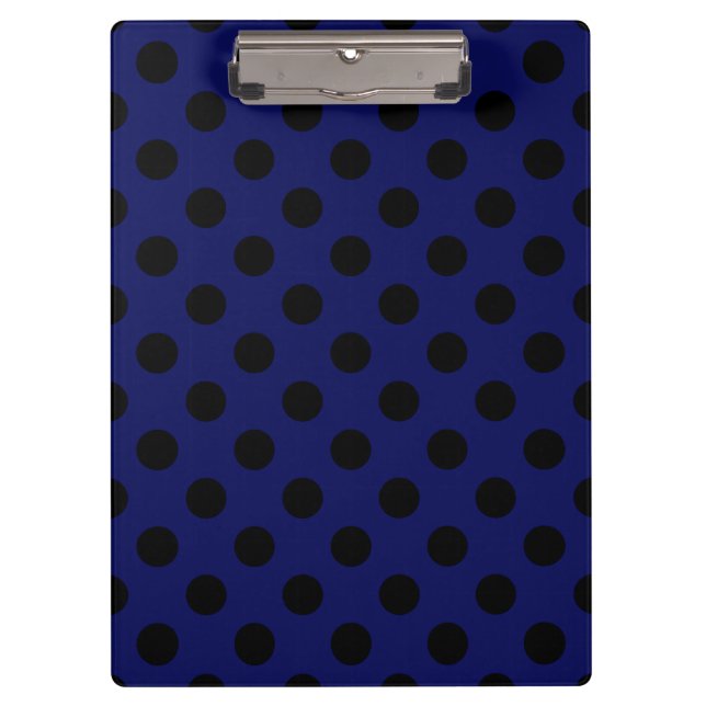 Black polka dots on navy blue clipboard (Front)