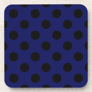 Black polka dots on navy blue coaster