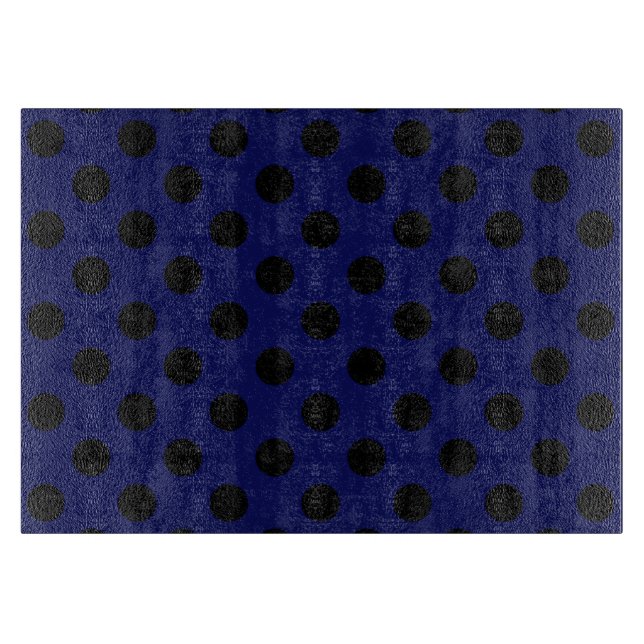 Black polka dots on navy blue cutting board (Front)