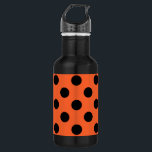 Black polka dots on orange 532 ml water bottle<br><div class="desc">Black polka dots on orange</div>