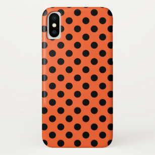Black polka dots on orange iPhone x case