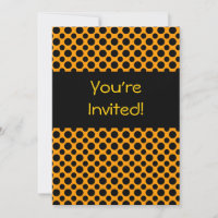 Black Polka Dots on Orange Custom Invitaton