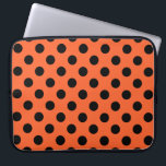 Black polka dots on orange laptop sleeve<br><div class="desc">Black polka dots on orange</div>