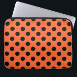 Black polka dots on orange laptop sleeve<br><div class="desc">Black polka dots on orange</div>