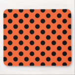 Black polka dots on orange mouse pad<br><div class="desc">Black polka dots on orange</div>
