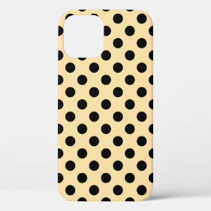 Black polka dots on pale yellow iPhone 12 case