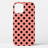 Black polka dots on peach