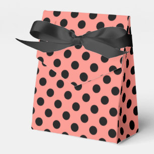 Black polka dots on peach favour box