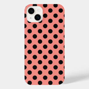 Black polka dots on peach  iPhone 14 plus case