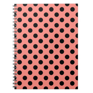 Black polka dots on peach spiral notebook