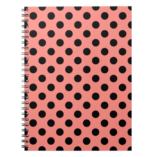 Black polka dots on peach spiral notebook (Front)