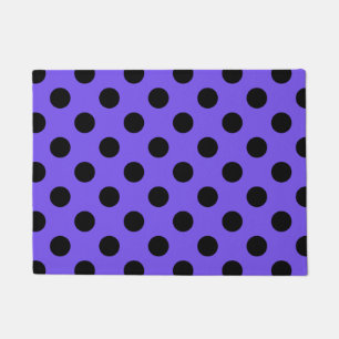 Black polka dots on periwinkle doormat