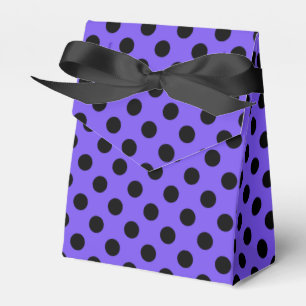 Black polka dots on periwinkle favour box