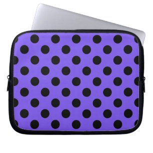 Black polka dots on periwinkle laptop sleeve