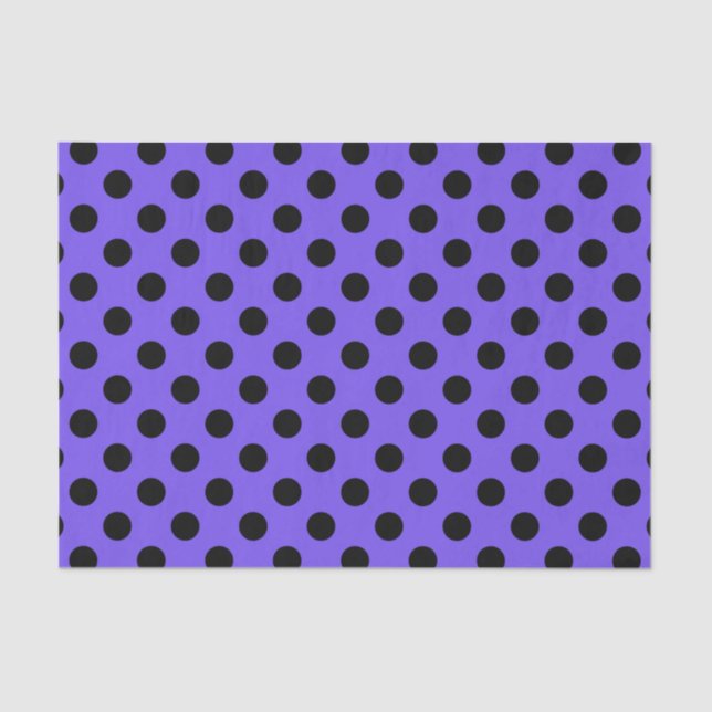 Black polka dots on periwinkle tissue paper (Front)