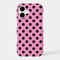 Black polka dots on pink
