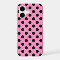 Black polka dots on pink