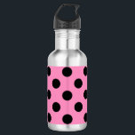 Black polka dots on pink 532 ml water bottle<br><div class="desc">Black polka dots on pink</div>