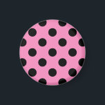Black polka dots on pink magnet<br><div class="desc">Black polka dots on pink</div>