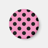 Black polka dots on pink