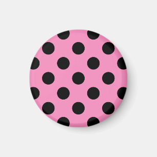 Black polka dots on pink magnet