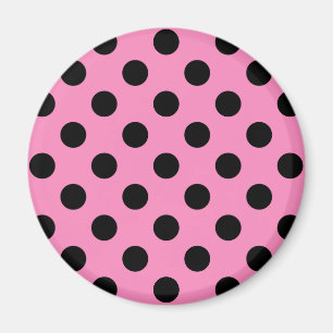 Black polka dots on pink magnet