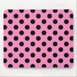 Black polka dots on pink mouse pad<br><div class="desc">Black polka dots on pink</div>