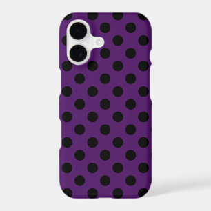 Black polka dots on plum purple