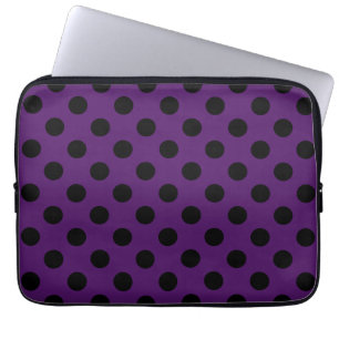 Black polka dots on plum purple laptop sleeve