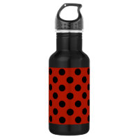 Black polka dots on red