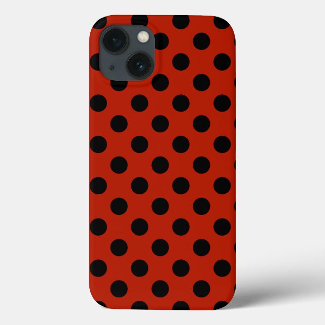 Black polka dots on red Case-Mate iPhone case (Back)