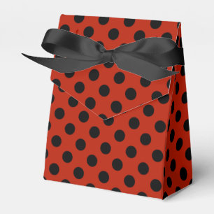 Black polka dots on red favour box