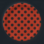 Black polka dots on red paper plate<br><div class="desc">Black polka dots on red</div>