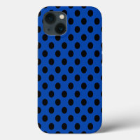 Black polka dots on royal blue Case-Mate iPhone ca