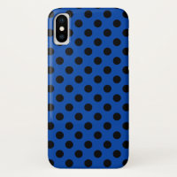 Black polka dots on royal blue