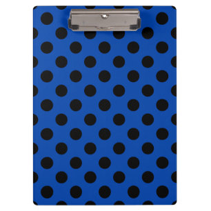 Black polka dots on royal blue clipboard