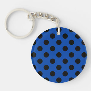 Black polka dots on royal blue key ring