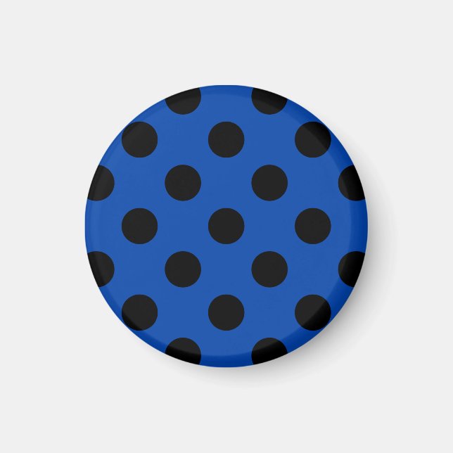 Black polka dots on royal blue magnet (Front)