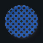 Black polka dots on royal blue paper plate<br><div class="desc">Black polka dots on royal blue</div>