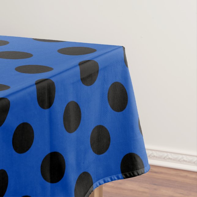 Black polka dots on royal blue tablecloth (In Situ)