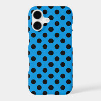 Black polka dots on sky blue