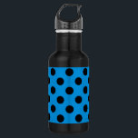Black polka dots on sky blue 532 ml water bottle<br><div class="desc">Black polka dots on sky blue</div>