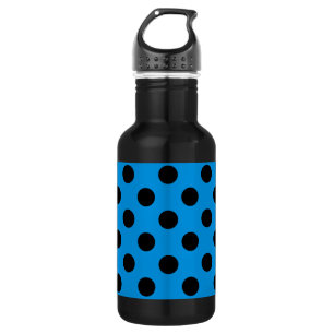 Black polka dots on sky blue 532 ml water bottle