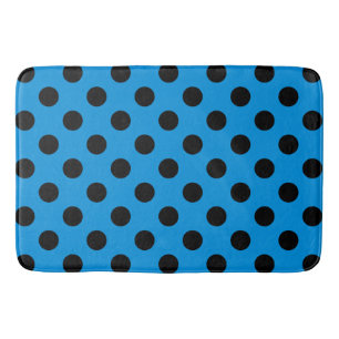 Black polka dots on sky blue bath mat