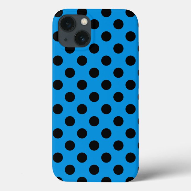Black polka dots on sky blue Case-Mate iPhone case (Back)