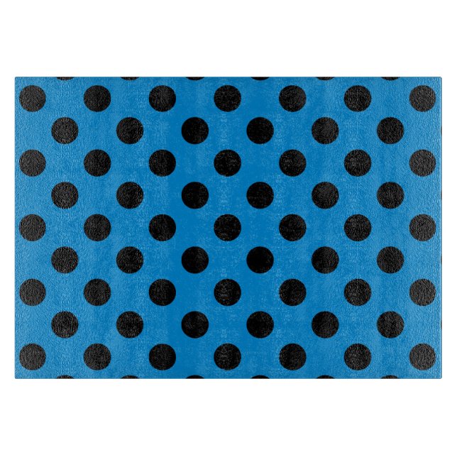 Black polka dots on sky blue cutting board (Front)