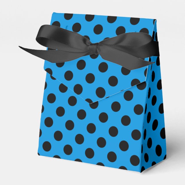 Black polka dots on sky blue favour box (Front Side)