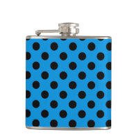 Black polka dots on sky blue