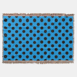 Black polka dots on sky blue throw blanket