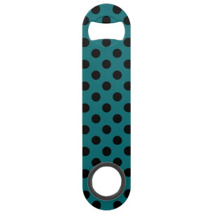 Black polka dots on teal